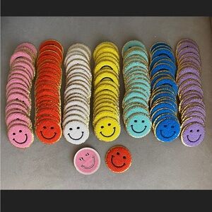 2.25" PINK Smile Chenille iron on Patches